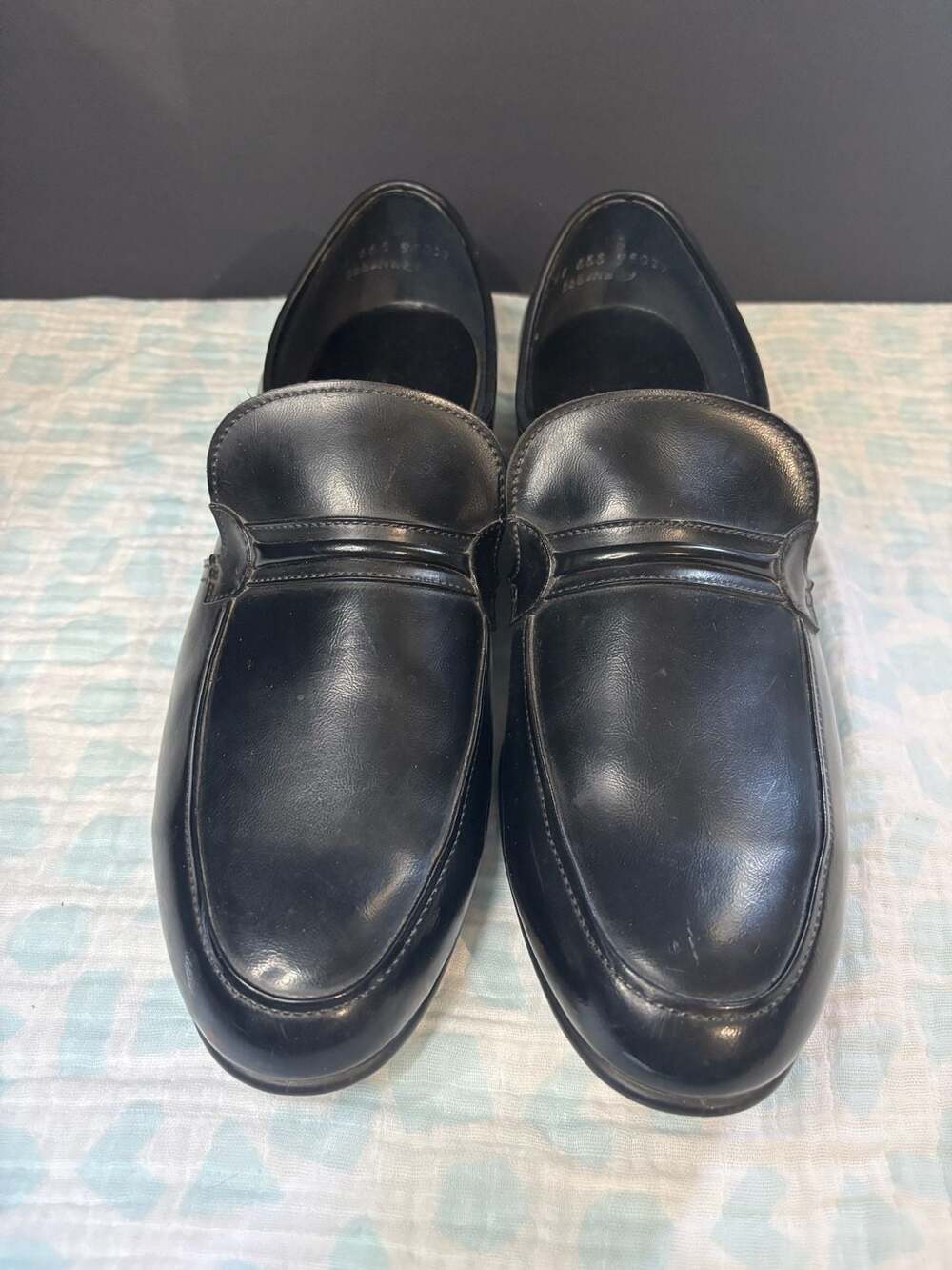 Florsheim Men's Black Leather Moc Toe Slip-On Loafers